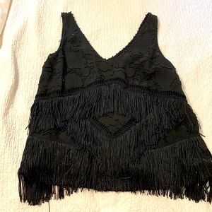 Beautiful black fringe and beaded tank